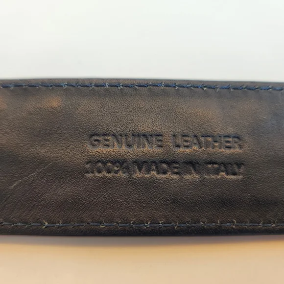 Johnny Was S/M Dark Navy Leather Belt with Floral Embroidery - Picture 4 of 10